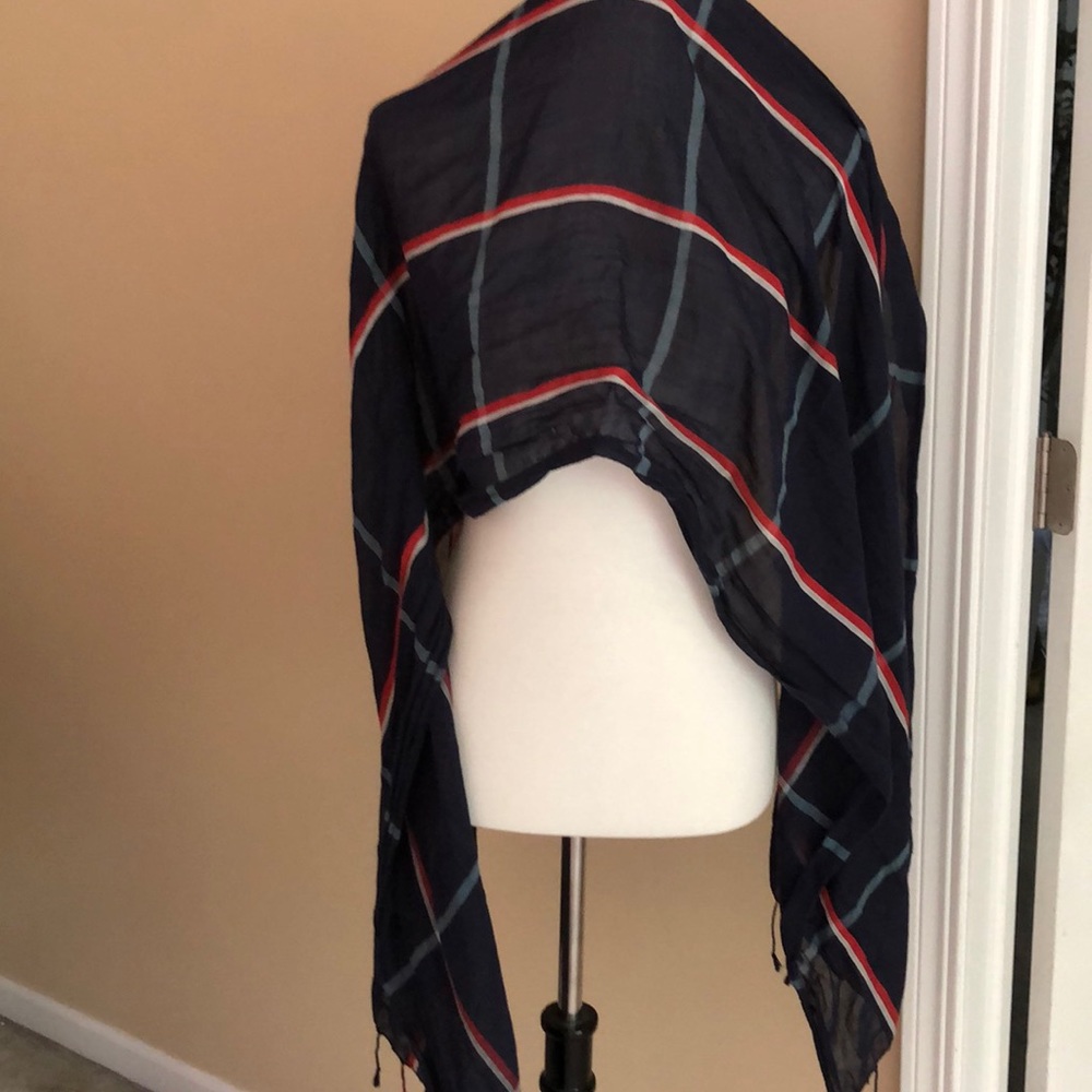 Abercrombie & Fitch Long Navy Blue Stripe Scarf - Picture 5 of 6